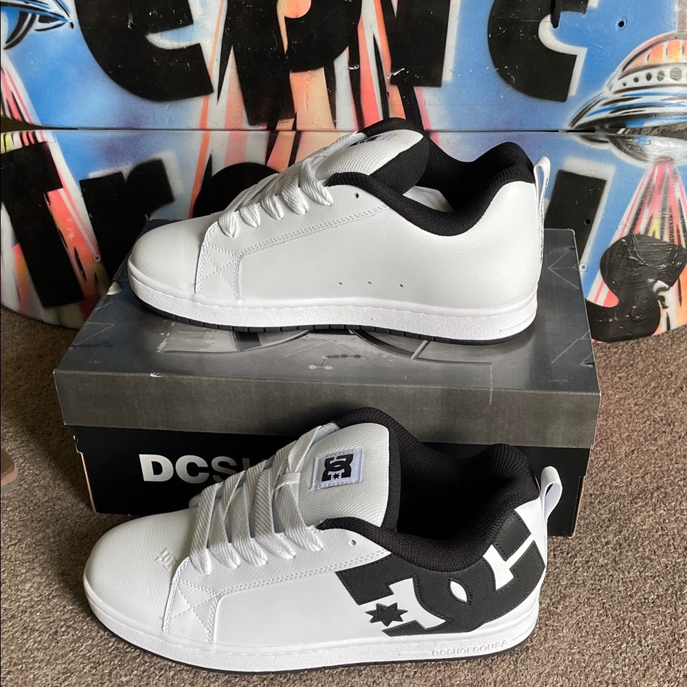 DC Court Graphic White and Black Logo Sneakers